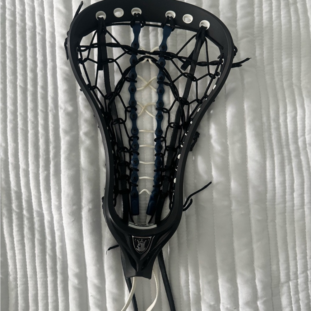BRINE Black Lacrosse Head with Blue Strings